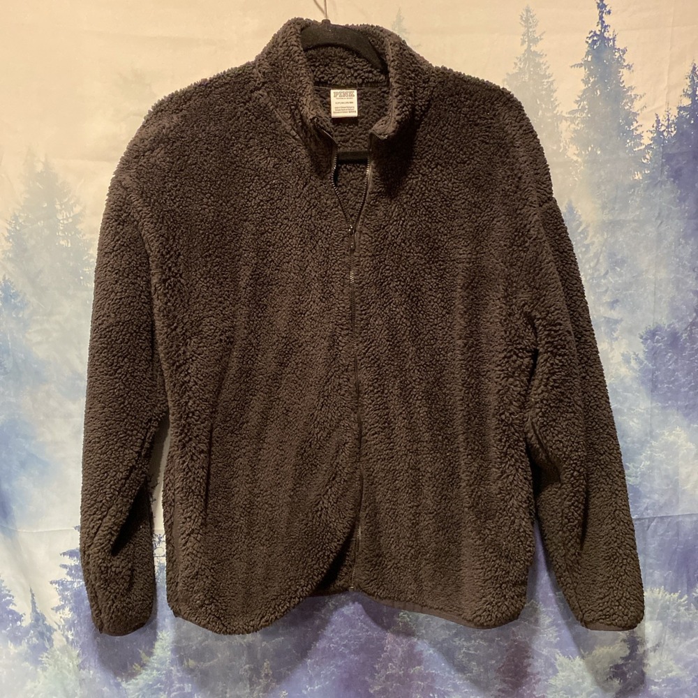 Victoria's Secret Pink Sherpa Full Zip Jacket Black Small